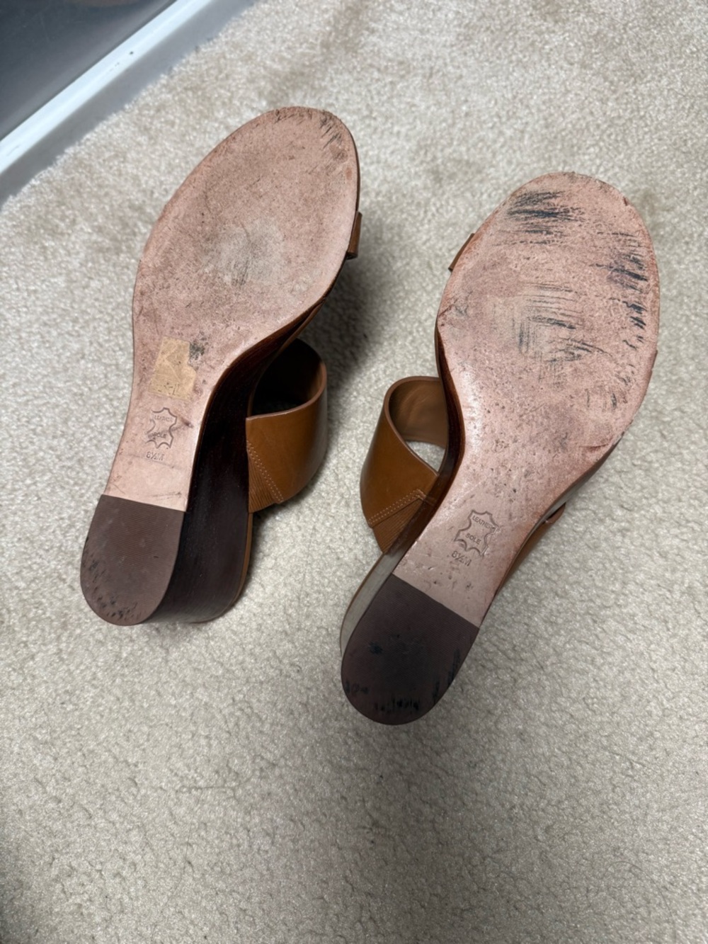 Tory Burch Tan Leather Slide Mules